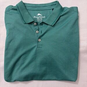 Tommy Bahama Coastline Men's Green Stripe Polo Golf Short Sleeve 2XL